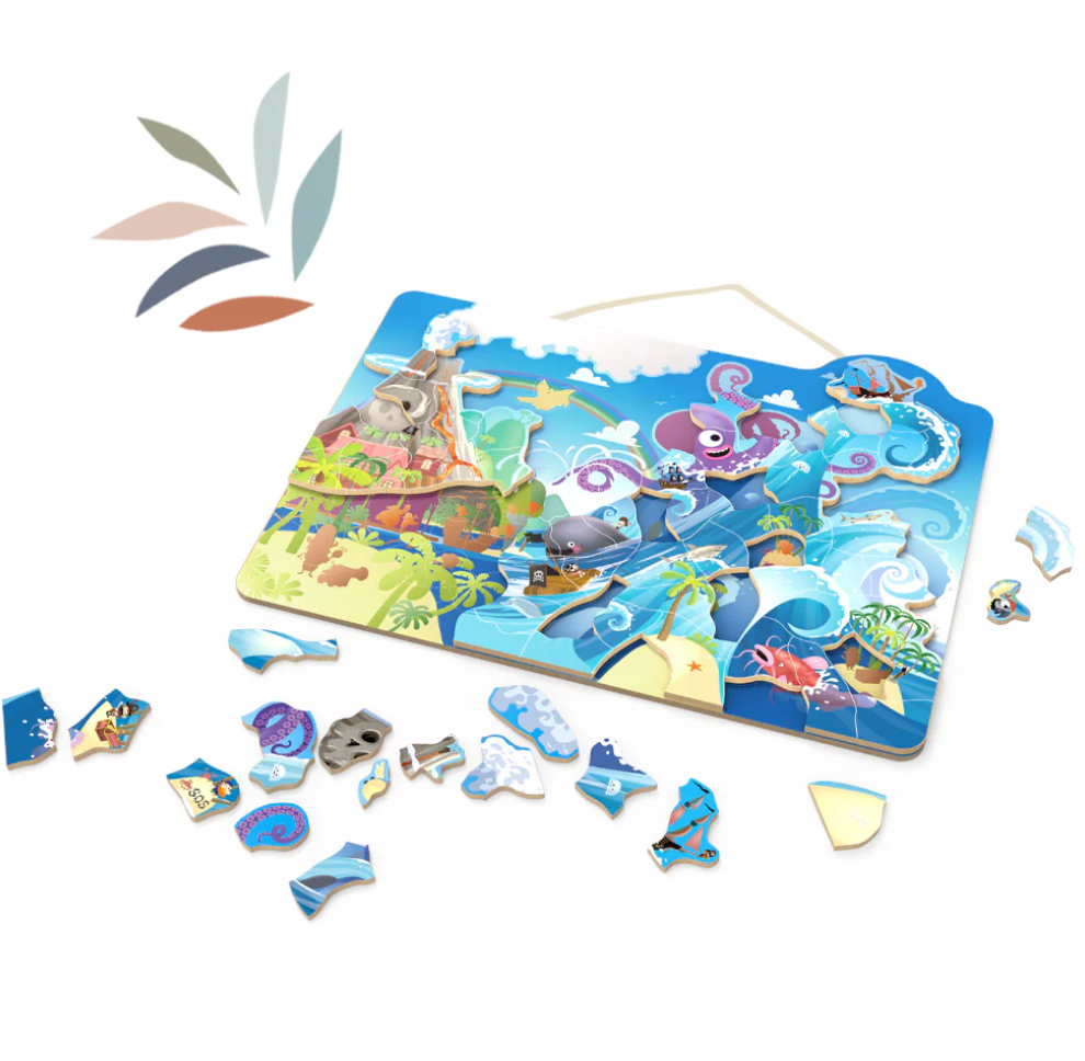 Wooden Magnetic Puzzle - Pirate (100 pcs )